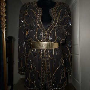 Classic Elements Black and Gold Embroidered Blazer